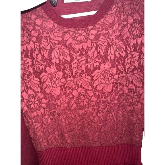 Valentino Guipure Lace & Wool Knit long Sleeve Dress Abito Sz M Red $3290 - Picture 3 of 14